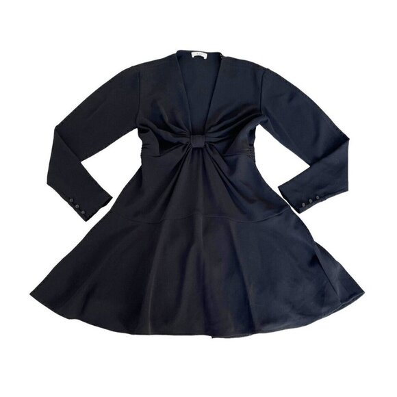 A.L.C.  Black Lex V-Neck Long Sleeve Cuffed A-Line Dress Women's Sz 12 - Picture 10 of 10